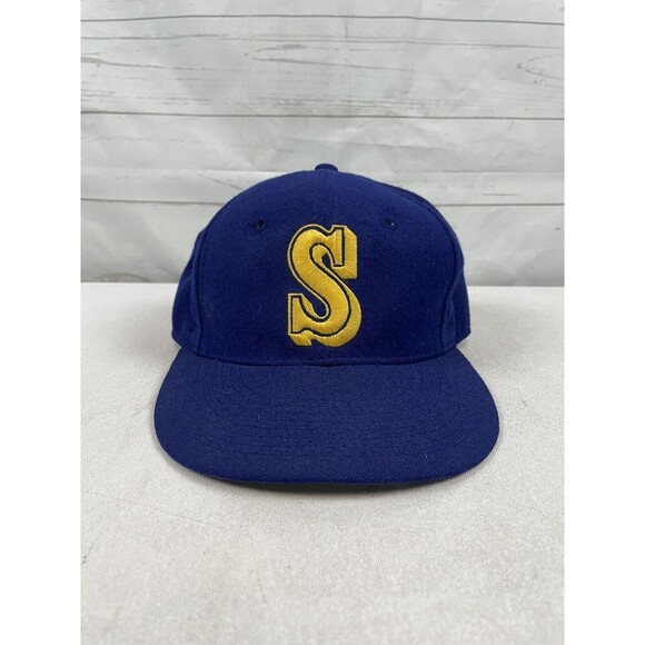 RARE 90s Vintage Seattle Mariners Hat New Era Diamond Snapback Cap Size Unknown - Picture 1 of 11